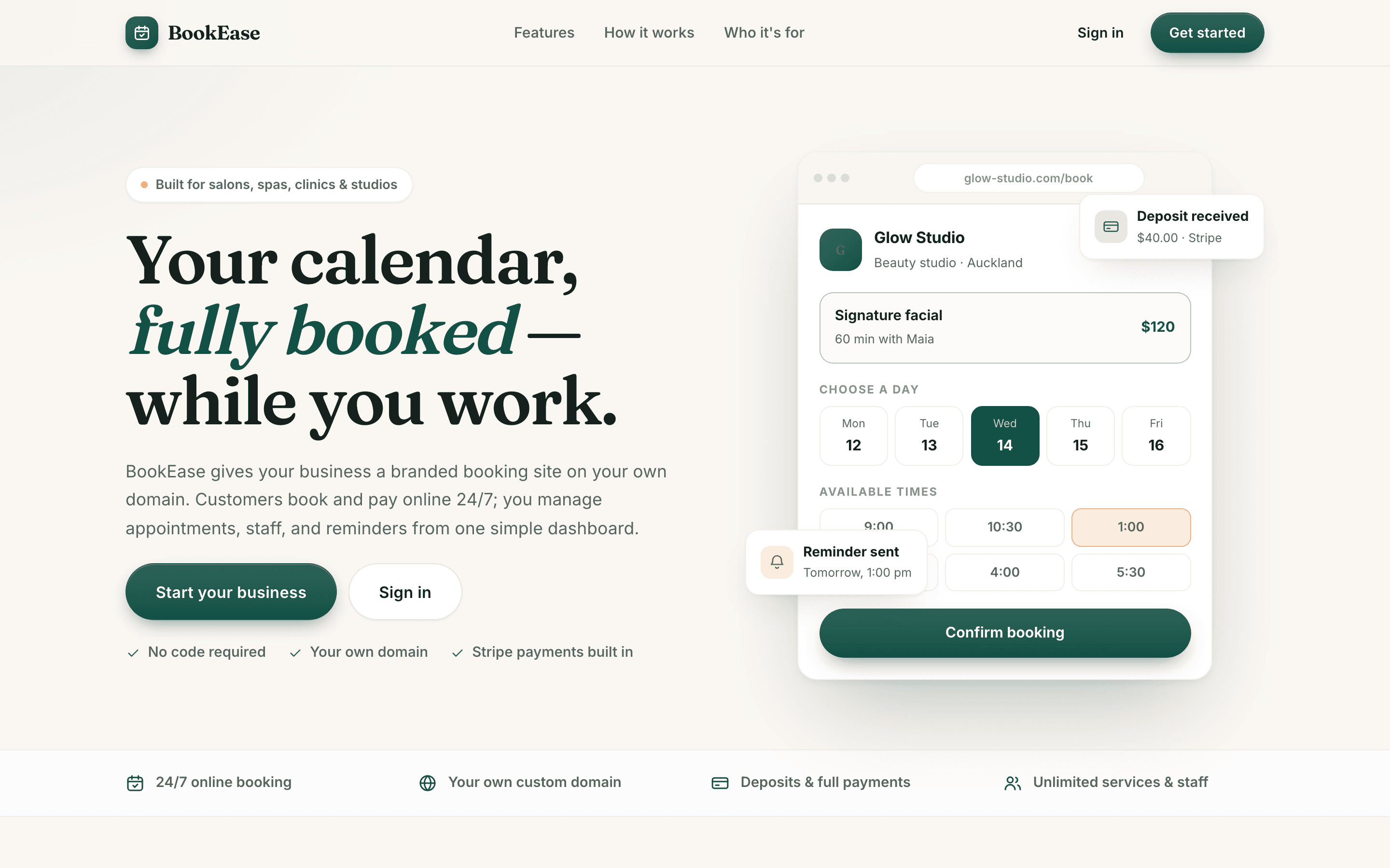 BookEase Multi-Tenant Booking Platform preview