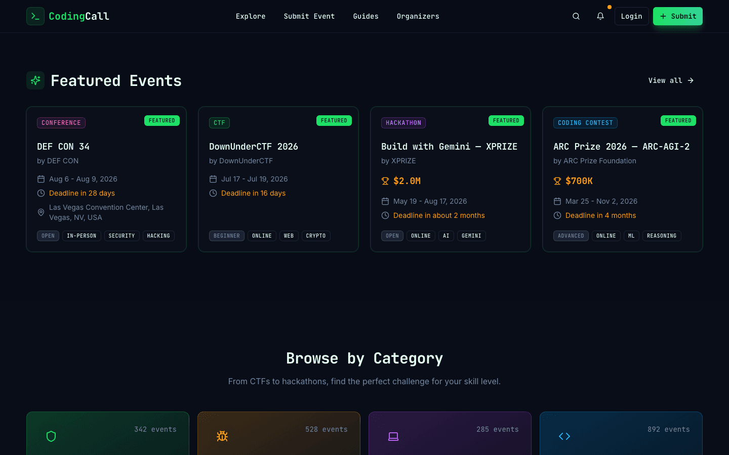CodingCall Coding Event Marketplace screen 2