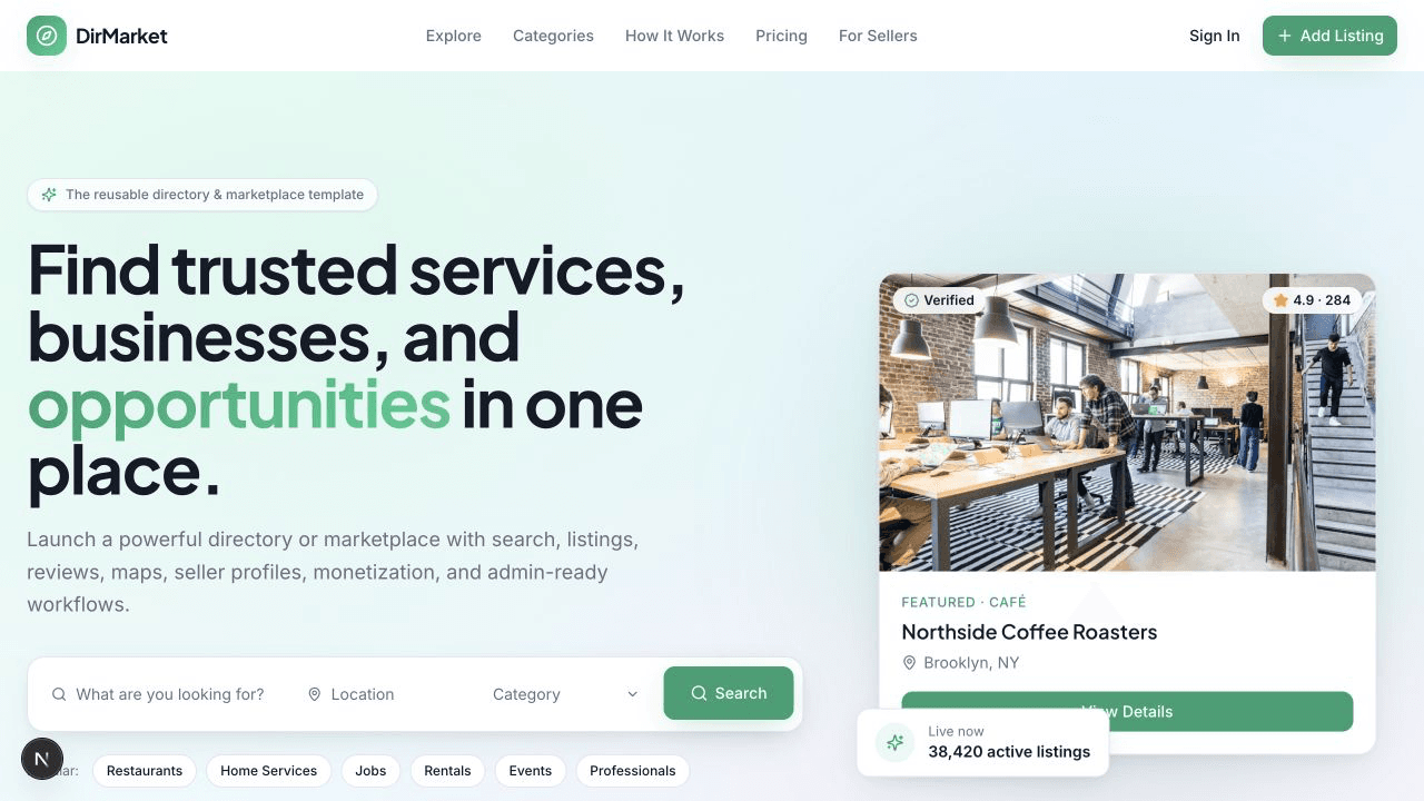 Traders Marketplace — Directory & Listings Platform preview