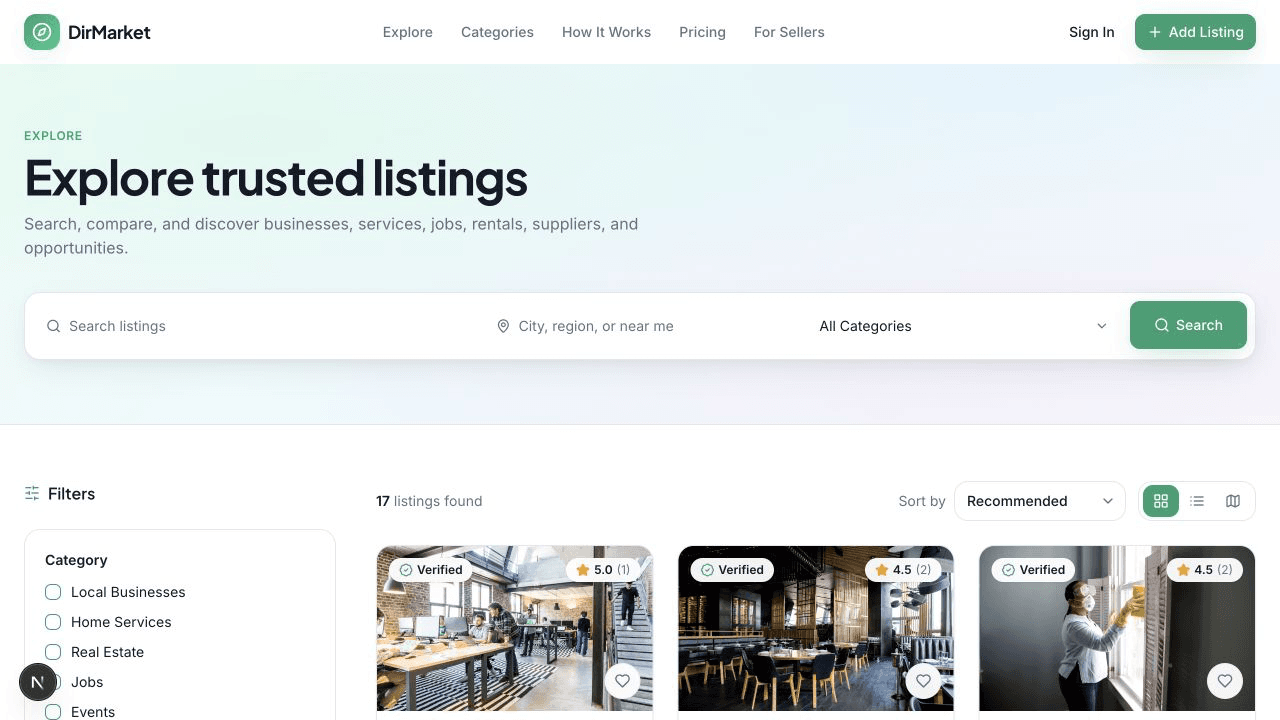 Traders Marketplace — Directory & Listings Platform screen 2